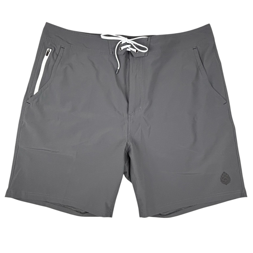 STIO CFS Board Short Mens 40 Gray 7.5” Stretch UPF Beach Swim Surf
